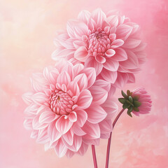 A charming display of colorful  Dahlias arranged in a rustic Japanese Zen-style vase on the colorful background