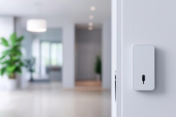 Microchip embedded in smart home device, secure access control, illustration