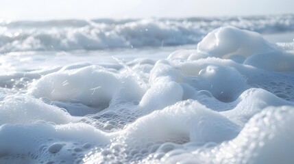 Snow-white waves like foamy cream roll