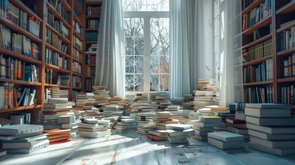 Obraz premium Books with a creative setup. Generative AI.