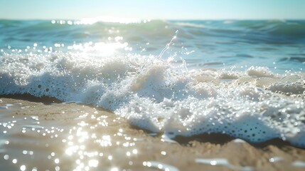 Fototapeta premium Beach waves bright and sparkling in the sun