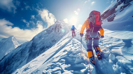 A breathtaking climb on the steep snow-covered slopes img