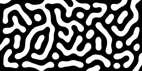 Obraz premium Abstract Turing organic wallpaper with background. Turing reaction diffusion monochrome seamless pattern with chaotic motion. Natural seamless line pattern. Linear design with biological shapes.