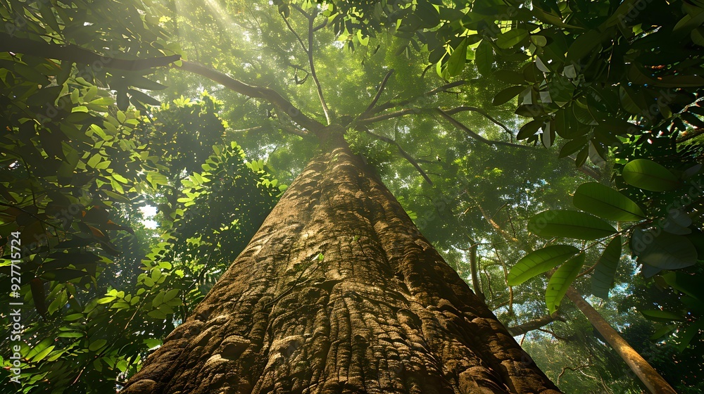 Poster The amazons tropical trees tower above the ground