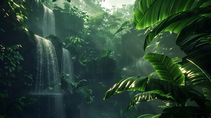 The jungle is lush with dense vegetation