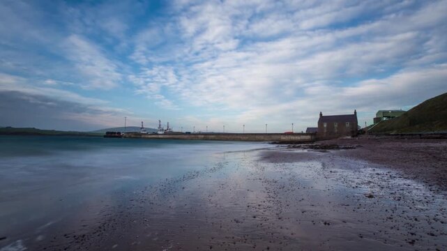 : Scapa beach in Kirkwall Orkney HD timelapse.