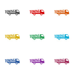 Tow truck icon isolated on white background. Set icons colorful