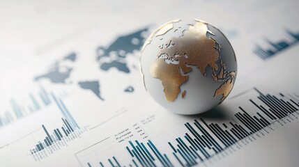 Globe on business growth graph Global business concept