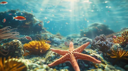 Life diverse marine life swimming among the coral