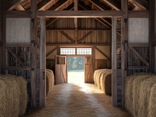 Naklejka premium Rural farm building with high storage