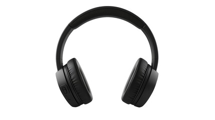 Black wireless headphones isolated on a transparent background