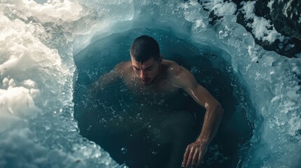 Man Swimming in Hole