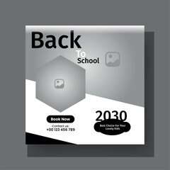Simple Back to School Social Media Post. Minimalist Welcome Web Post Design for Sale, Promotion, Web, Study, Children, Marketing, Shopping, Etc.
