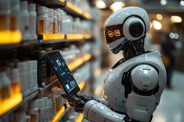 Robot in a Pharmacy Checking Inventory