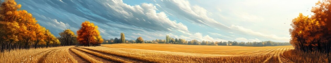Obraz premium Autumn's Harvest Hush: anime-style Enchanted Farmland Bathed in Season's End Solitude and Serenity,Anime-Style,illustration,Picture BooksFor Poster,Novel,UI,WEB,Game,Design