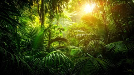 Amazon tropical greenery creating a dense canopy creates