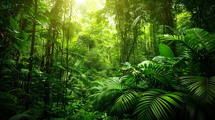 Fototapeta premium Amazon tropical greenery creating a dense canopy creates image