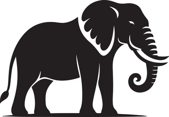 Elephant silhouette vector with black in White Background
