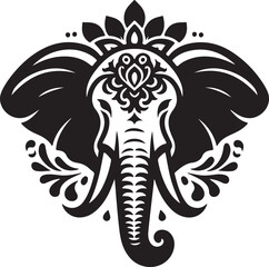 Elephant silhouette vector with black in White Background
