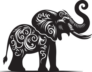 Elephant silhouette vector with black in White Background
