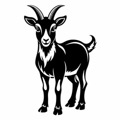 Black and white Goat art vector