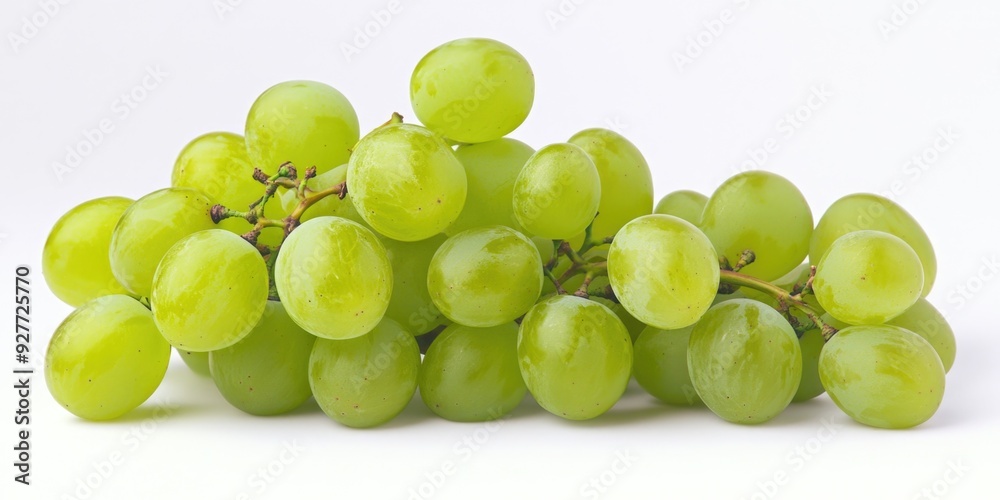 Poster green grapes on white surface