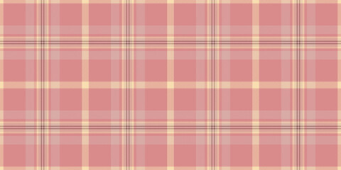 Uniform texture fabric background, customizable check textile plaid. Vintage seamless tartan vector pattern in red and light colors.