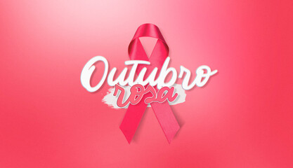 Selo outubro rosal escrita para campanhas de apoio à saúde das mulheres contra o câncer de mama