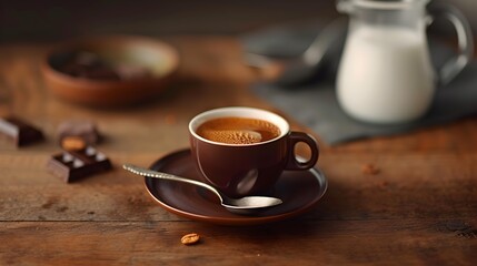 Fototapeta premium Espresso coffee in a small cup stands