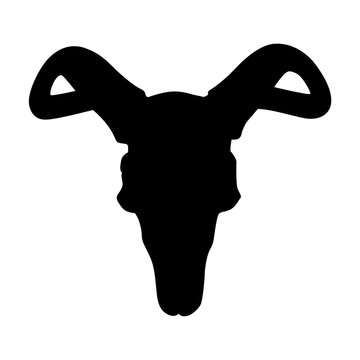 recommend clip art: animal skull with long horns silhouette black