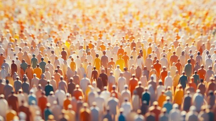 Obraz premium Paper cut out of a large crowd of people standing together. Diverse community and teamwork concept