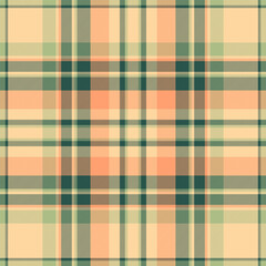 Cutout background check tartan, mature plaid pattern texture. Valentines day fabric vector textile seamless in orange and teal colors.