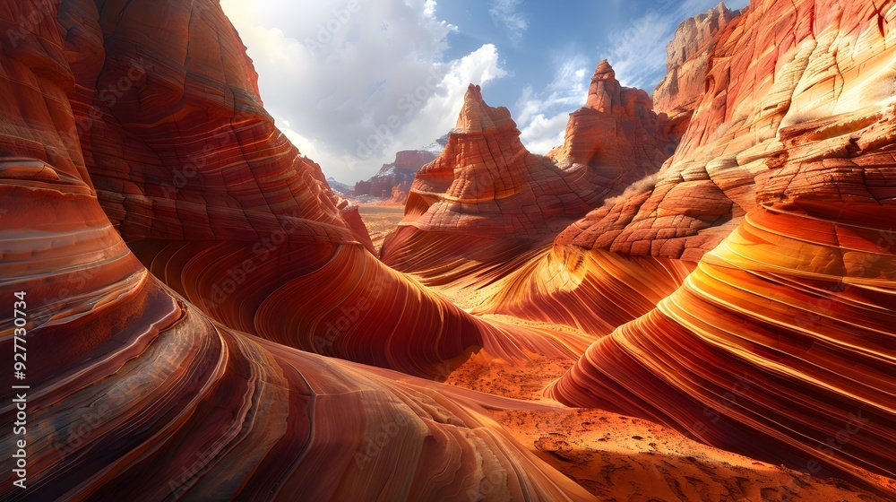 Poster landscape with red sandstones creating unique natural shapes