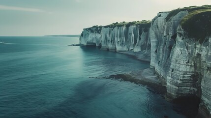 Landscape with chalk cliffs rising majestically