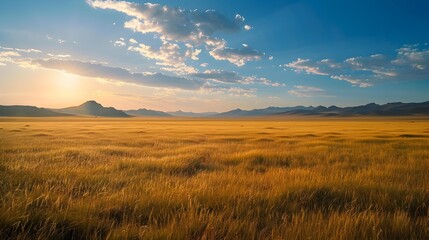 Fototapeta premium Mongolias landscapes include endless steppes