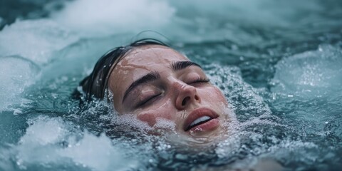 Swimming woman eyes closed