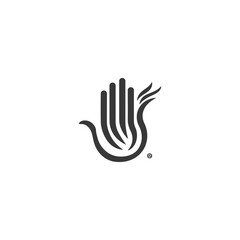 Obraz premium Abstract Hand with Swirling Lines Monochromatic Logo Design