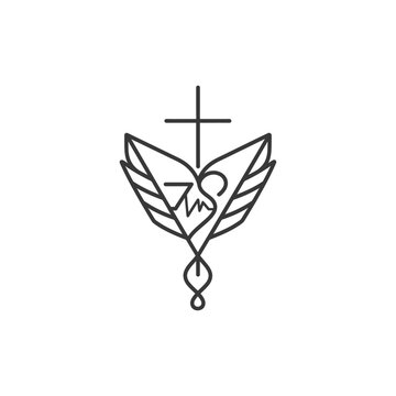 recommend clip art: Abstract Religious Symbol with a Cross Wings and a Heart