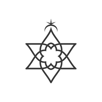 recommend clip art: Abstract Star of David with Crescent Moon and Star