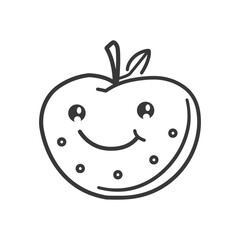 Obraz premium A Cartoon Apple with a Smiling Face and a Stem