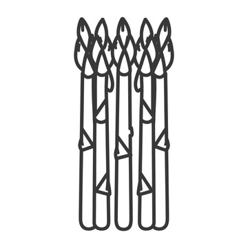 recommend clip art: A Bunch of Five Asparagus Spears in Black and White Outline