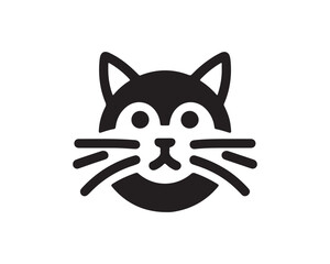 Cat Logo. Cat head icon. Cat face logo. Silhouette simple. Flat style. Cartoon cat face. Logo design template. Vector illustration. Animal logotype concept. 