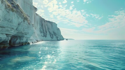 Shore line with white chalk cliffs