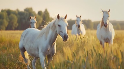 Obraz premium American cream horses with their characteristic light coloring