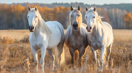 Obraz premium American cream horses with their characteristic light coloring image