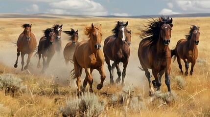Kiger mustang horses with their wild nature