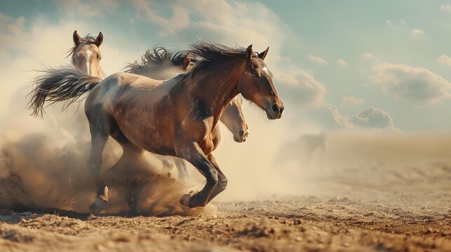 Kiger mustang horses with their wild nature