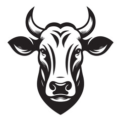 Cow Head Silhouette Vector Clipart, Cow head black on white vector