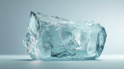 Ice glass on a simple background, a large piece.