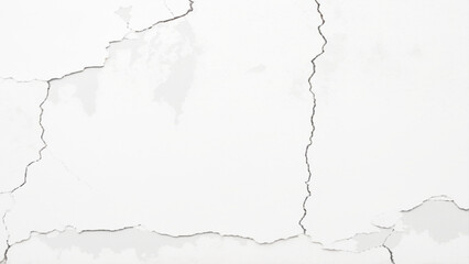 Crack on white concrete wall texture, Cracked wall background. Cracked wall texture grunge damage stain background. Grey dirty old crack broken concrete wall, monochrome, black and white